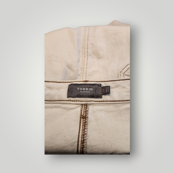 Torrid skirt plus Size  24 button denim buttons short beige cream casual - Picture 10 of 12